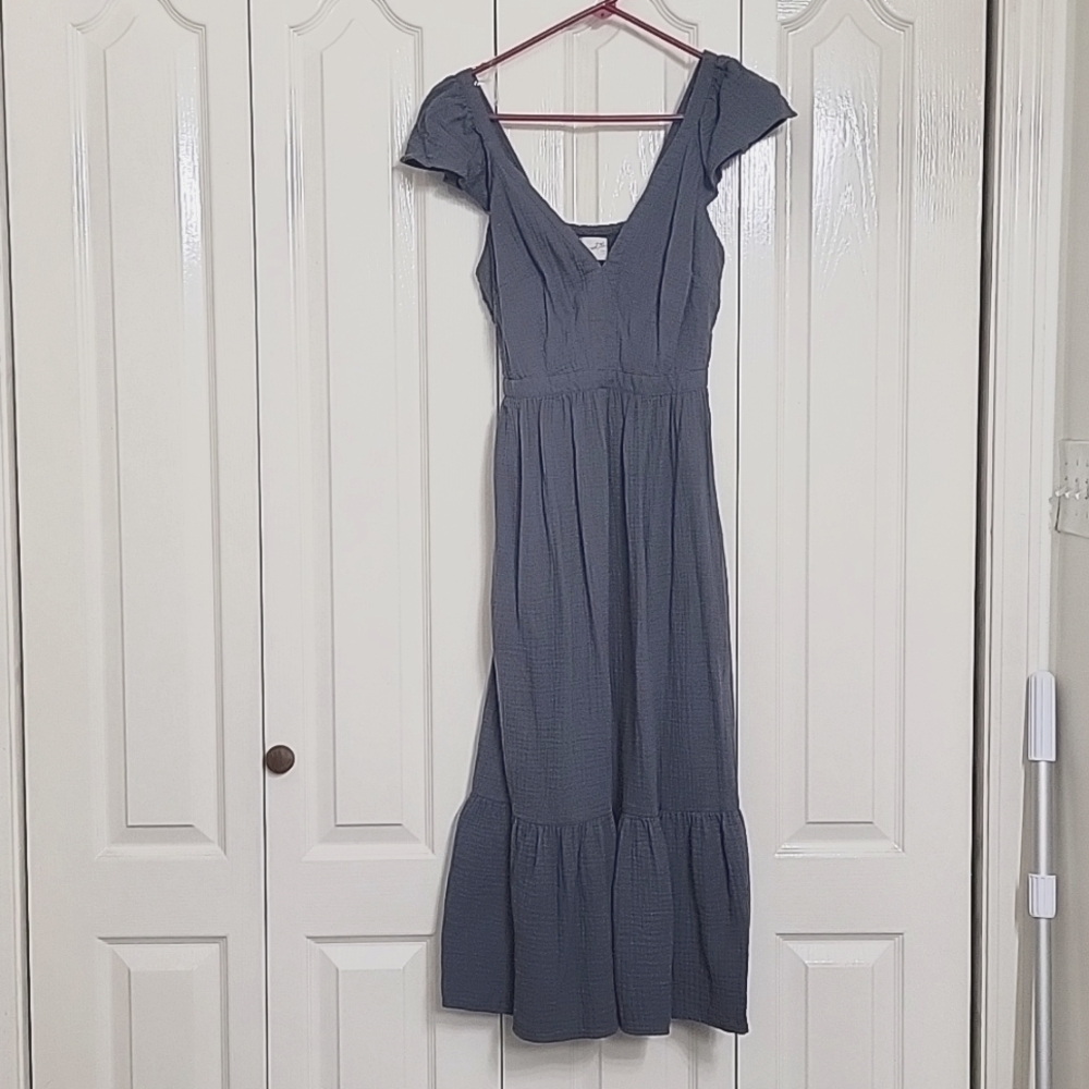 NWOT Universal thread gray adjustable maxi dress with pockets